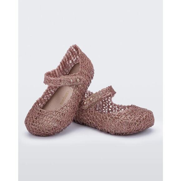 Mini Melissa Other - NEW Mini Melissa Rose Glitter Campana Mary Jane Shoes Sandals Toddler Girls 7
